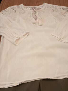 Chico's Size 16 (3) Cream BOHO Top (NWT)